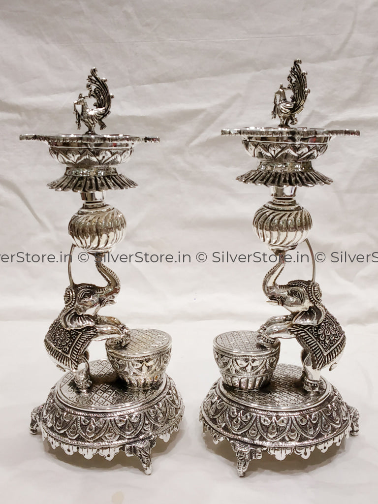 925 Silver - Samay Diya Elephant Pattern Silver