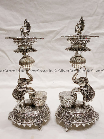 925 Silver - Samay Diya Elephant Pattern Silver