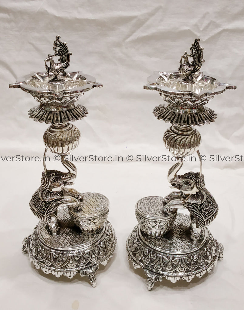 925 Silver - Samay Diya Elephant Pattern Silver