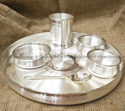 999 Pure Silver Dinner Set / Thali - Ashapura Pattern With Bis Hallmark Silver Dinner Set