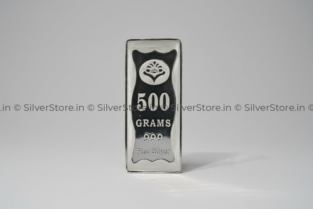 Silver bar with '500 Grams 999 Fine Silver