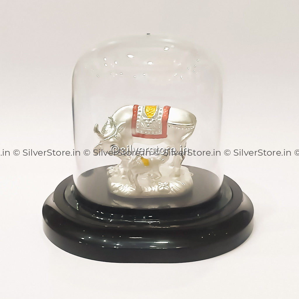 999 Pure Silver Cow Idol / Kamdhenu Cow And Calf Idol