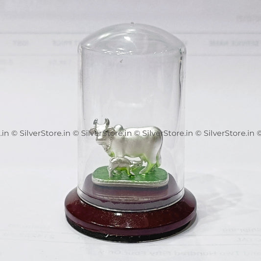 999 Pure Silver Cow Idol / Kamdhenu Cow And Calf Idol - Small Size