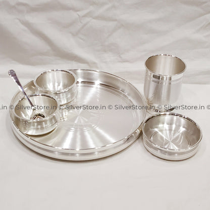 999 Pure Silver Dinner Set / Thali - Ashapura Pattern With Bis Hallmark 11 Size Silver Dinner Set