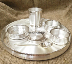 999 Pure Silver Dinner Set / Thali - Ashapura Pattern With Bis Hallmark Silver Dinner Set