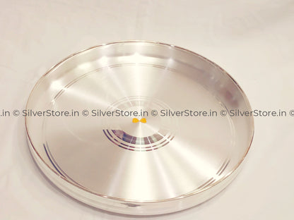999 Pure Silver Plate / Thali - Gold Flower In The Center Ashapura Pattern 990 Bis Hallmarked