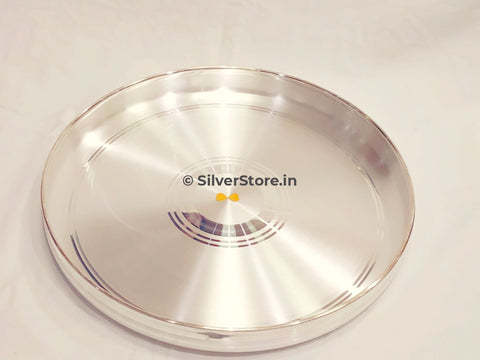 999 Pure Silver Plate / Thali - Gold Flower In The Center Ashapura Pattern 990 Bis Hallmarked