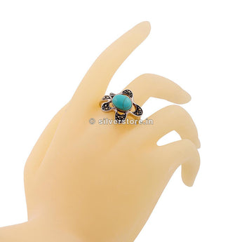Antique Silver Ring With Turquoise Stone