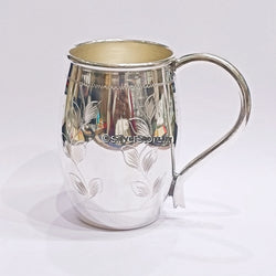 Flower Designed Silver Coffee Mug - 925 Bis Hallmark Utensil