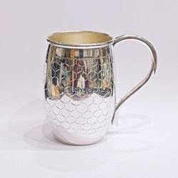 Football Pattern Silver Coffee Mug - 925 Bis Hallmark Utensil