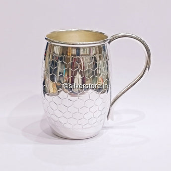 Football Pattern Silver Coffee Mug - 925 Bis Hallmark Utensil