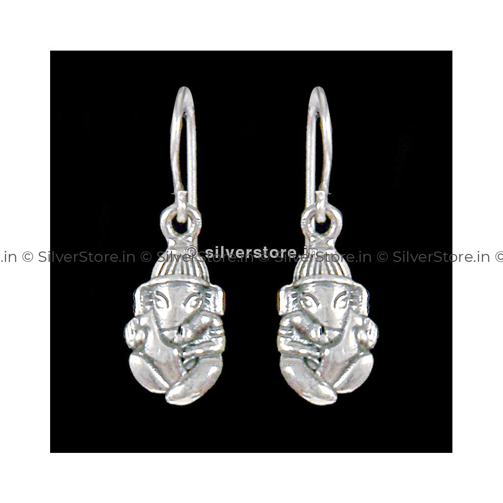 Ganesha Engraved Silver Earring Earing