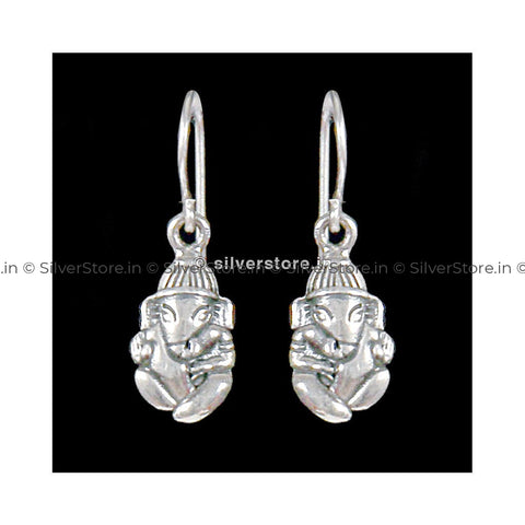 Ganesha Engraved Silver Earring Earing