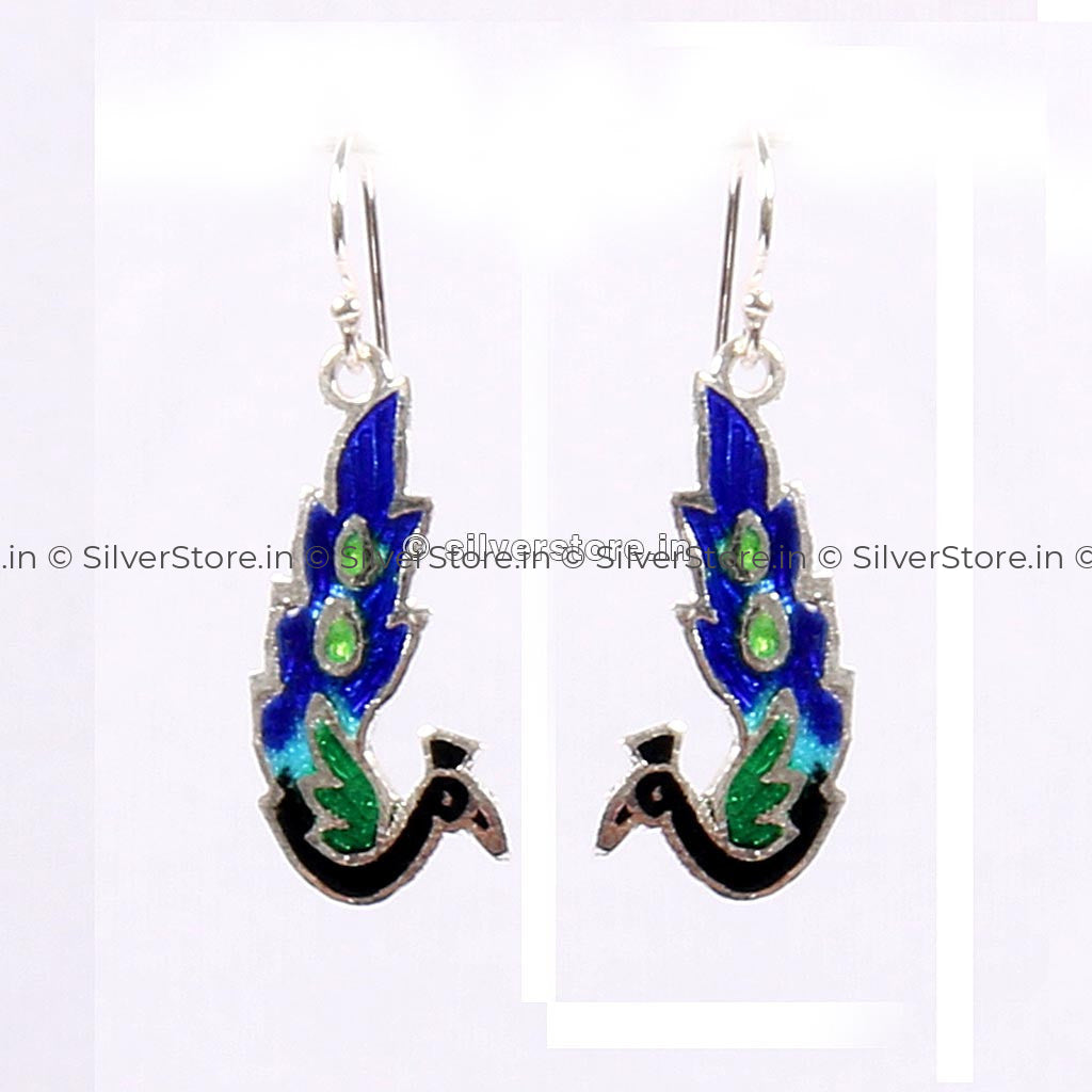 Peacock Meenakari Earring Silver Earing