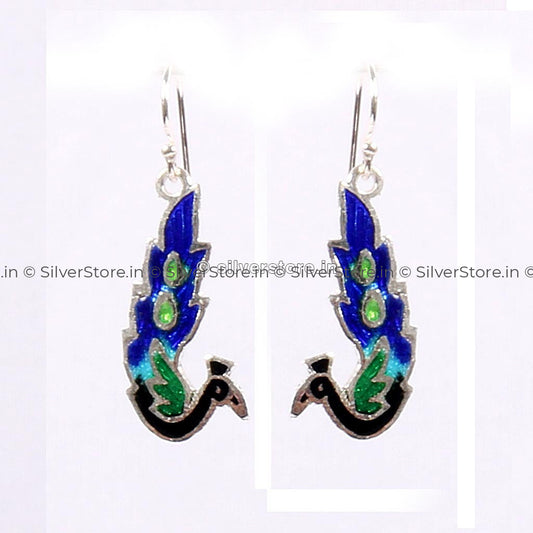 Peacock Meenakari Earring Silver Earing