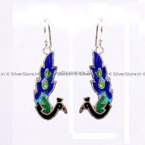 Peacock Meenakari Earring Silver Earing
