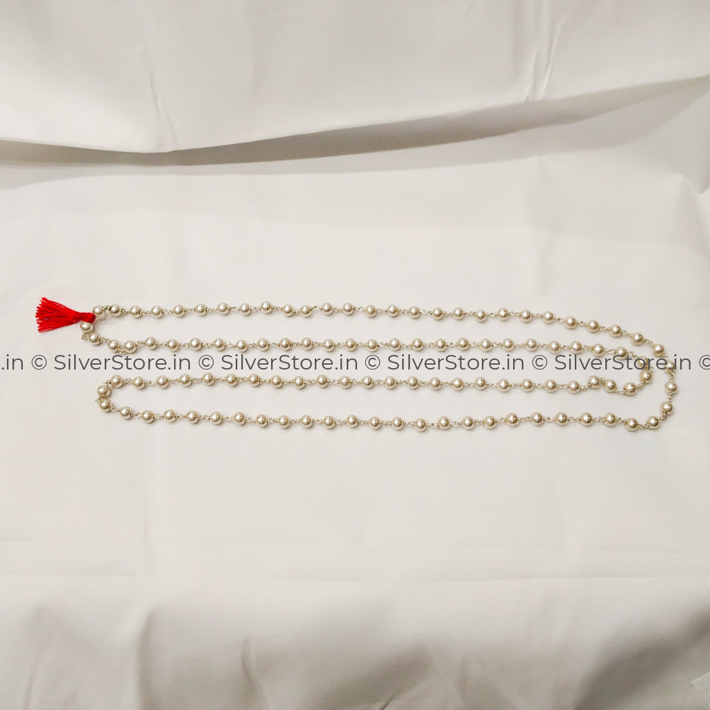 Pure Silver Beads Mala For Chanting - 108 925 Pooja Item