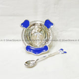 Pure Silver Bowl And Spoon For Baby - 925 Bis Hallmark Blue Colour Silver Bowl