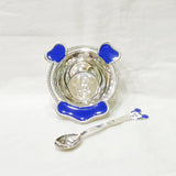 Pure Silver Bowl And Spoon For Baby - 925 Bis Hallmark Blue Colour Silver Bowl