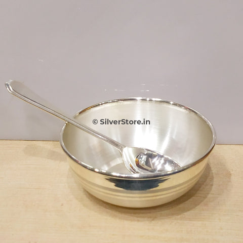 Pure Silver Bowl And Spoon Set For Baby Bis Hallmarked - 4 Size Gifts