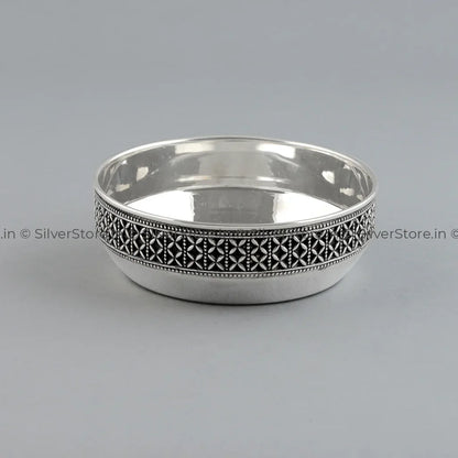 Pure Silver Dinner Set /Pure Silver thali set - 925 Bis hallmarked - Antique Finish on Border