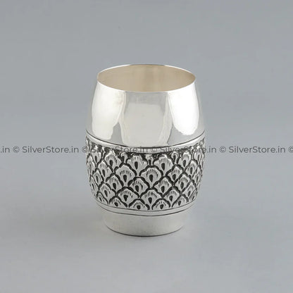 Pure Silver Dinner Set /Pure Silver thali set - 925 Bis hallmarked - Nakshi work with Antique Fnish with glass katori