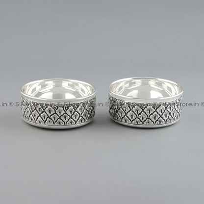 Pure Silver Dinner Set /Pure Silver thali set - 925 Bis hallmarked - Nakshi work with Antique Fnish with glass katori