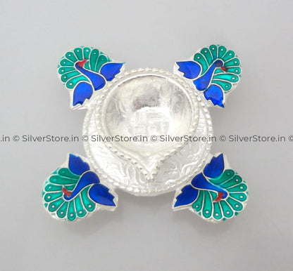 Pure Silver Diya - Peacock Diya Pack Of Two