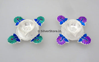 Pure Silver Diya - Peacock Diya Pack Of Two