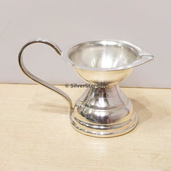 Pure Silver Diya With Handle - 925 Silver Pooja Item