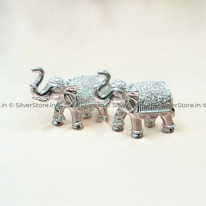 Pure Silver Elephant idol pair - Solid 925 Silver Elephant pair