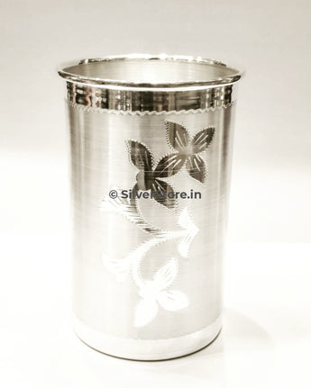 Pure Silver Glass - Flower Designed Pure Silver Glass