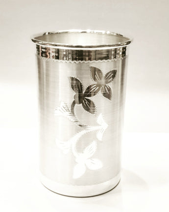 Pure Silver Glass - Flower Designed Pure Silver Glass