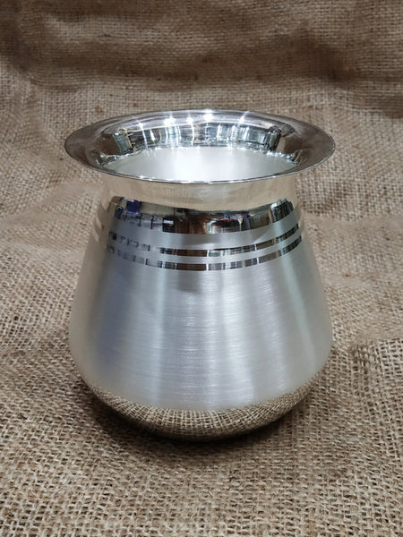 Pure Silver Lota With 990 Bis Hallmark Glass