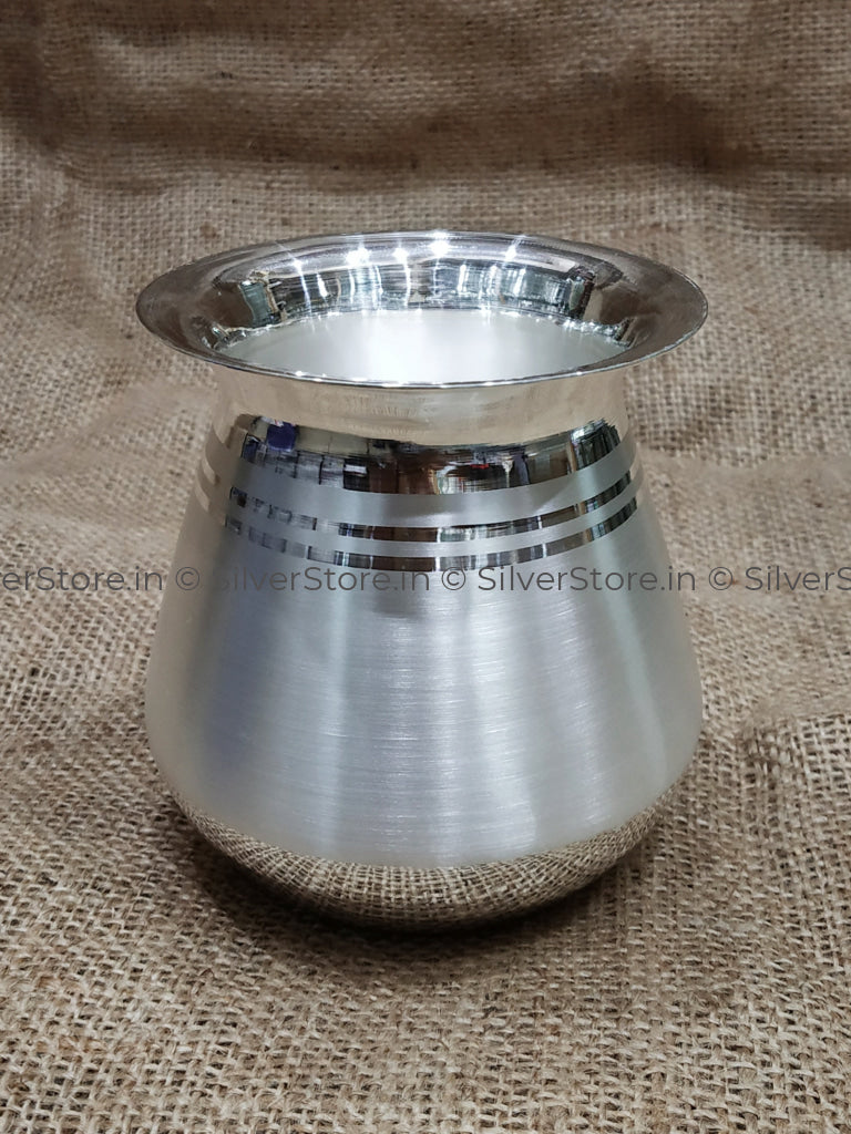 Pure Silver Lota With 990 Bis Hallmark Glass