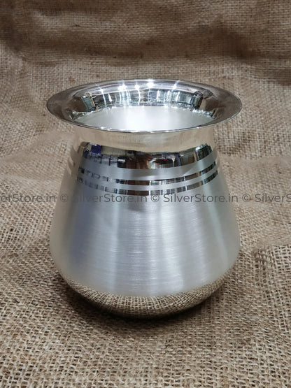 Pure Silver Lota With 990 Bis Hallmark Glass