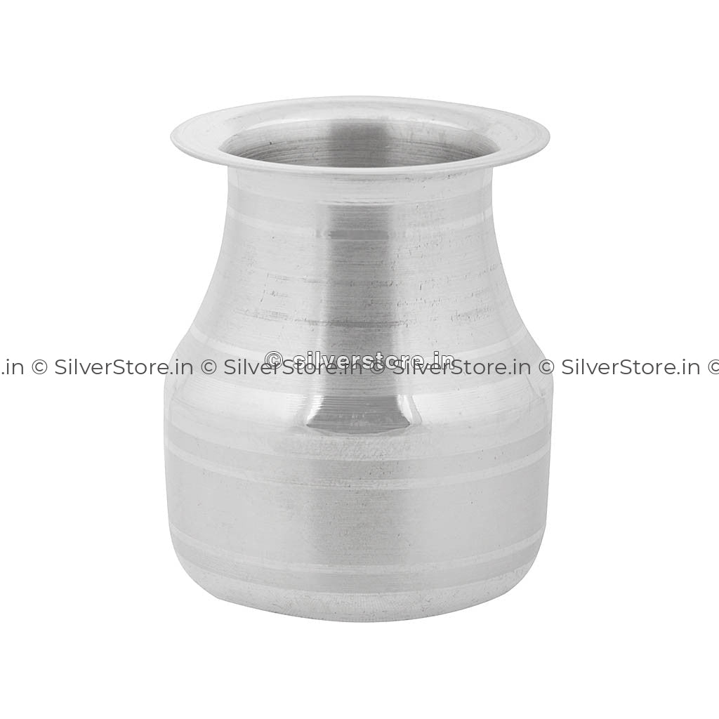 Pure Silver Lota With Bis Hallmark Glass