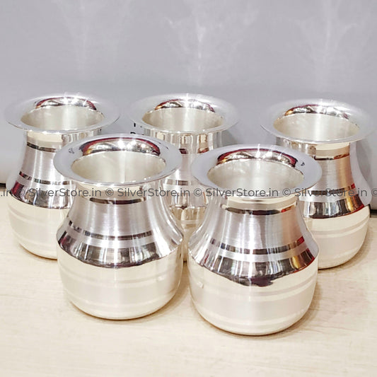 Pure Silver Loti - Small Size 990 Bis Hallmarked Pack Of 5 Pooja Item