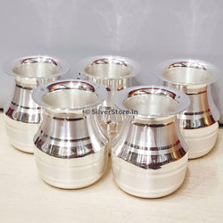 Pure Silver Loti - Small Size 990 Bis Hallmarked Pack Of 5 Pooja Item