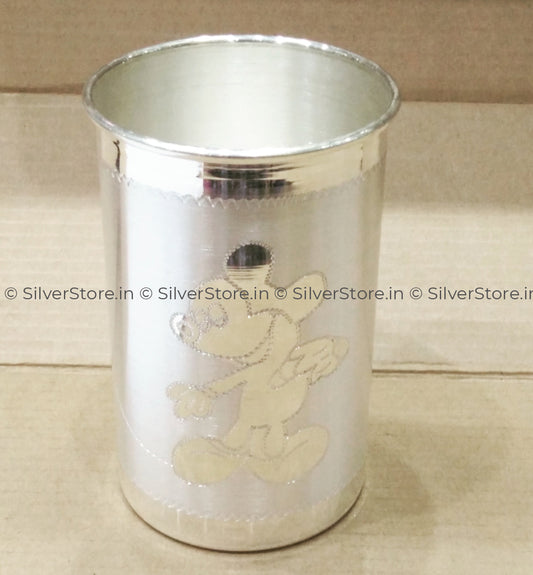 Pure Silver Mickey Glass - 990 Bis Hallmarked Baby Gifts