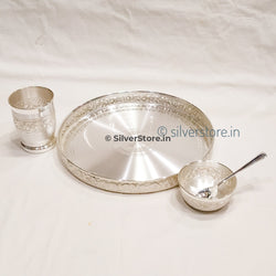 Pure Silver Nakshi Dinner Set - 990 Bis Hallmarked 11 Inches Size Dinner Silver