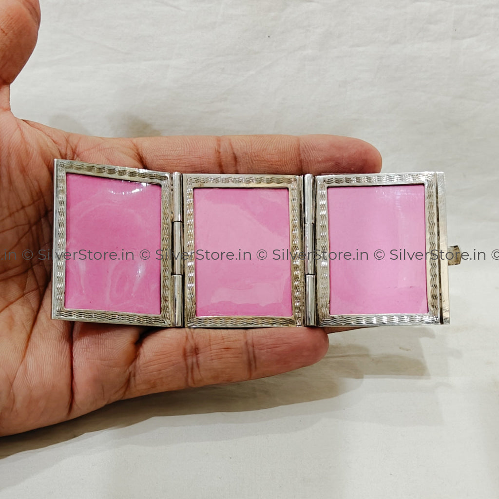 Pure Silver Photo Frame for Pocket - 925 Silver three fold photo frame - small size