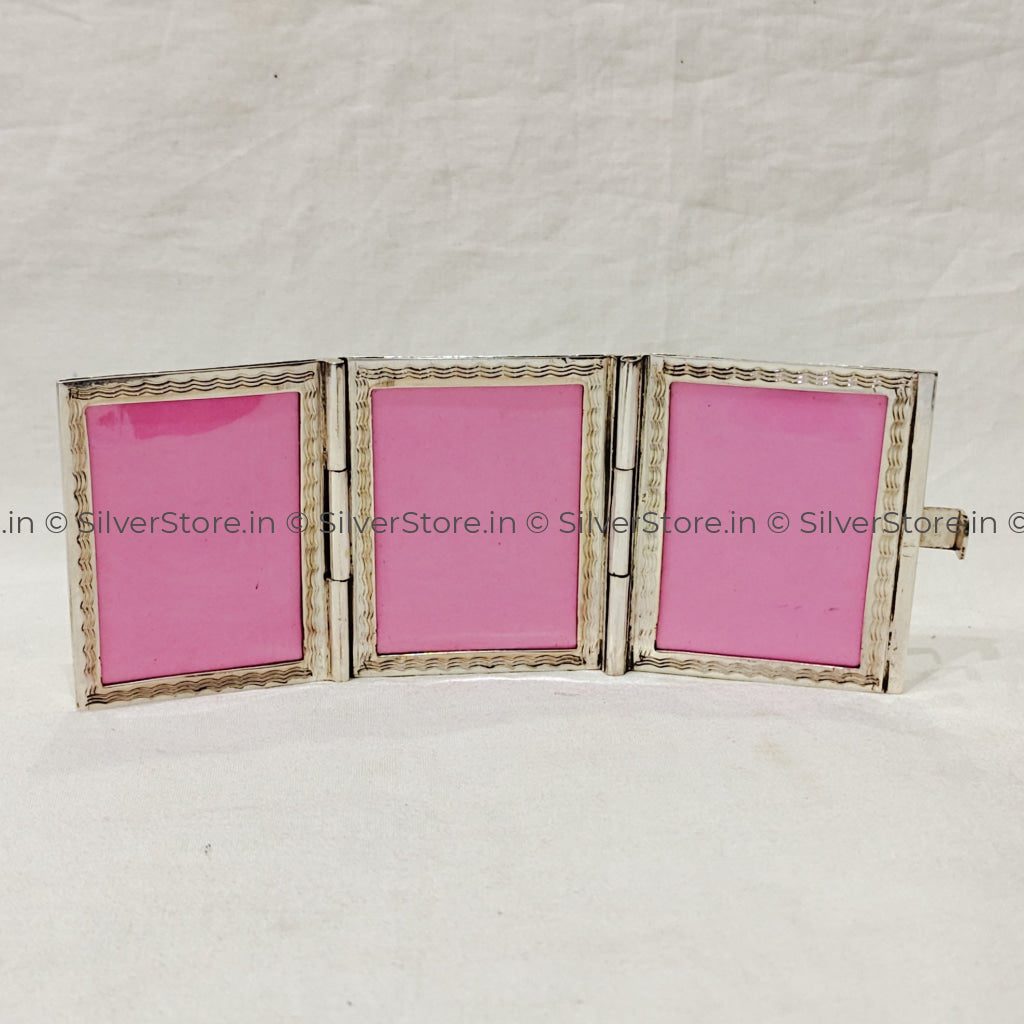 Pure Silver Photo Frame for Pocket - 925 Silver three fold photo frame - small size
