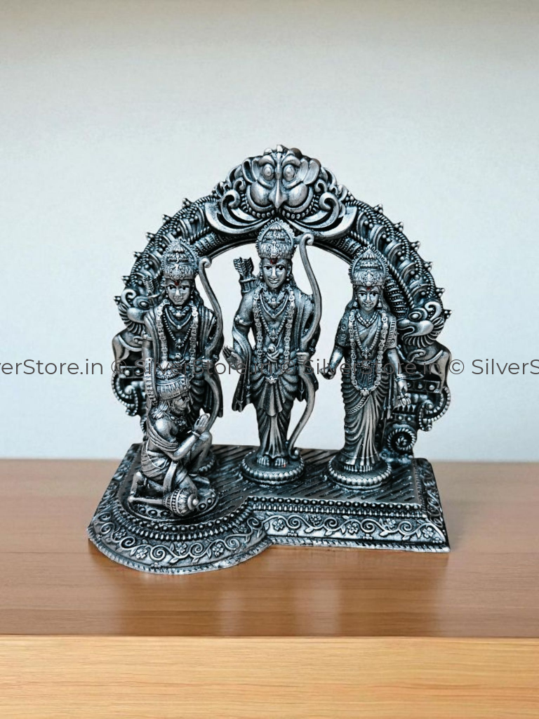 Pure Silver Ram Darbar idol (Ram Laxman Sita and Hanuman) 925 silver solid 3’’ height Silver Idol