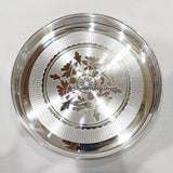 Pure Silver Thali / Plate - Ashapura Flower Engraved Pattern With 990 Bis Hallmark Silverware