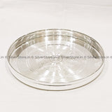 Pure Silver Thali / Plate - Ashapura Flower Engraved Pattern With 990 Bis Hallmark Silverware