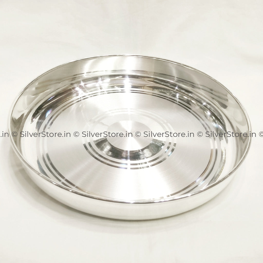 Pure Silver Thali Pure Silver Plate with 990 BIS Hallmark 12 Inch ~750 Grams