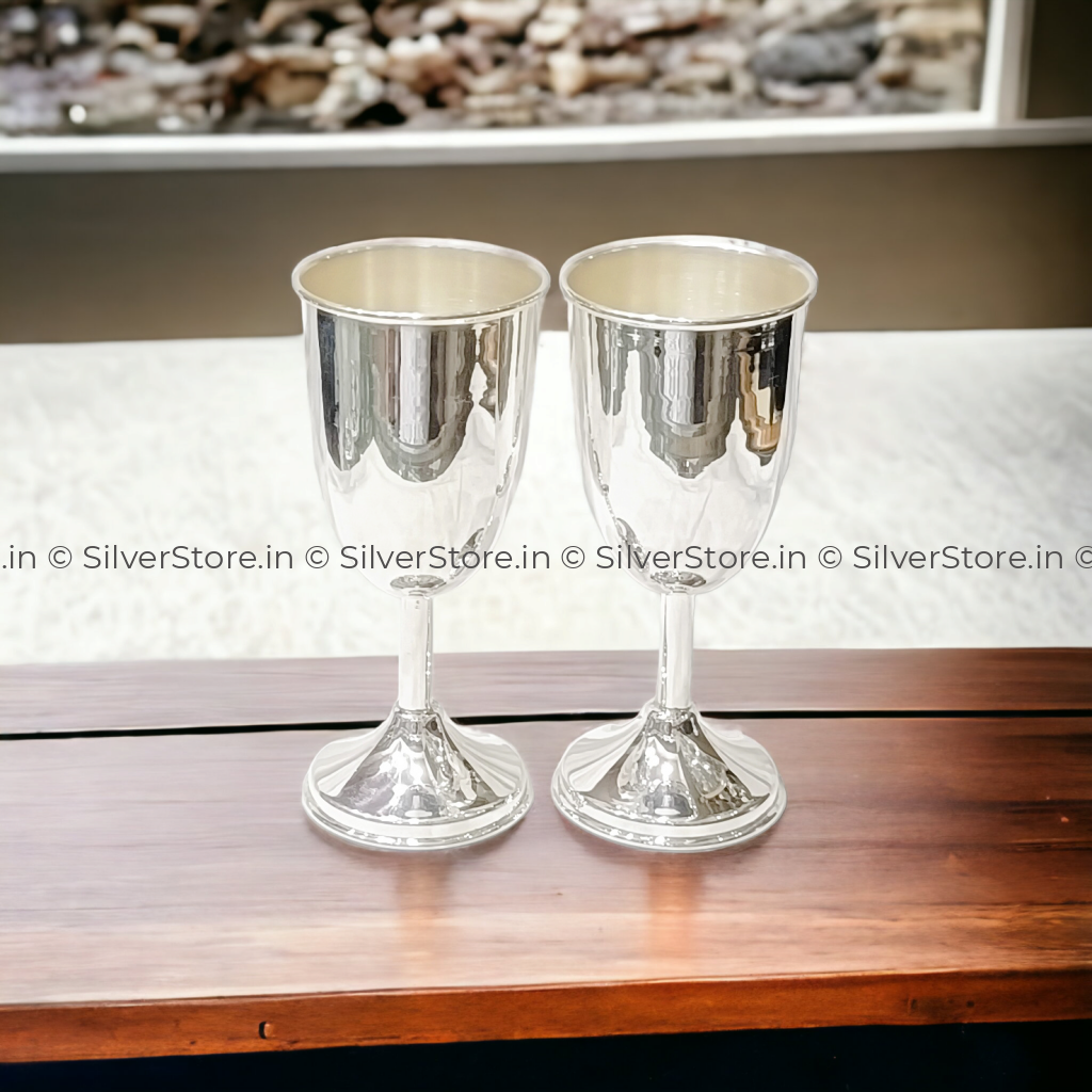 Pure Silver Wine Glass - 925 (Pack Of 2Pc) Wine Glass