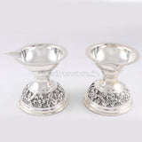 Silver Antique Diya - 925 (Pack Of 2) Pooja Item