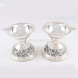 Silver Antique Diya - 925 (Pack Of 2) Pooja Item